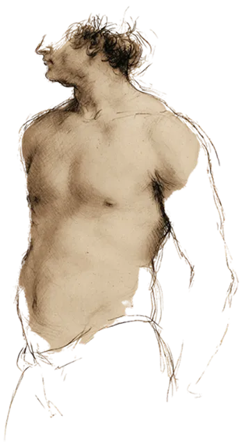 Croquis au crayon d’une silhouette mince avec du ventre